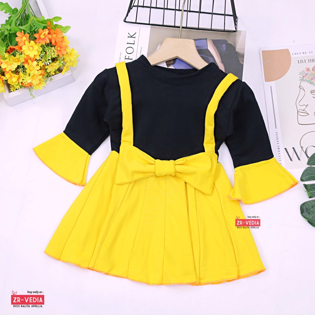 Overall Kirei uk Bayi 3-12 Bulan / Dres Lengan Panjang Anak Perempuan Baju Gaun Pesta Adem Murah ZR Vedia