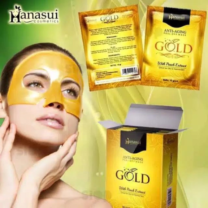`ღ´ PHINKL `ღ´ ⓗⓐⓝⓐⓢⓤⓘ Hanasui masker gold emas per box isi 10 sachet premium peel off