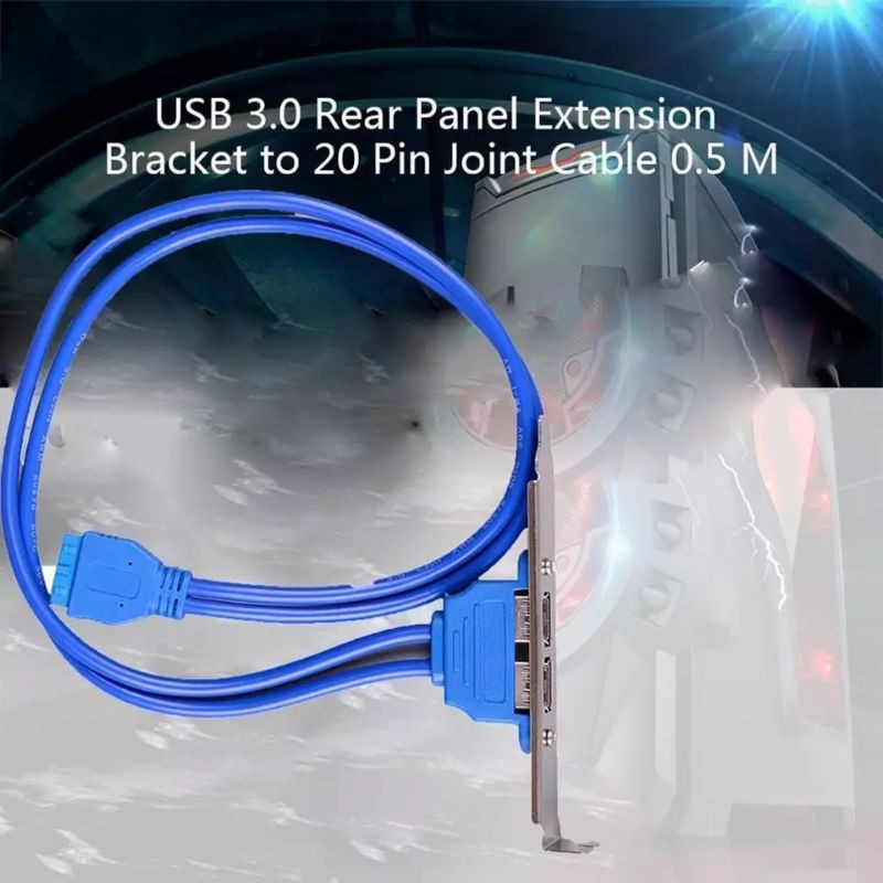 USB 3.0 Rear Panel Ecpansion Bracket to 20 Pin Header Cable 2 Port