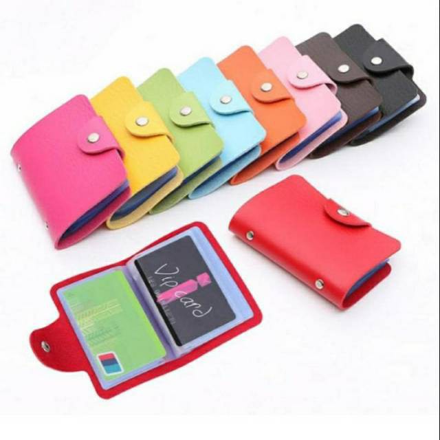 24 Slot Dompet Kartu ATM Kartu Kredit Nama Card Holder model Kulit