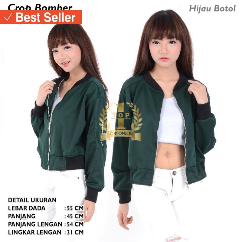 BOMBER PRIA WANITA STYLE MODERN HITS / TopOne88 Crop Bomber Jaket (Hijau Botol)
