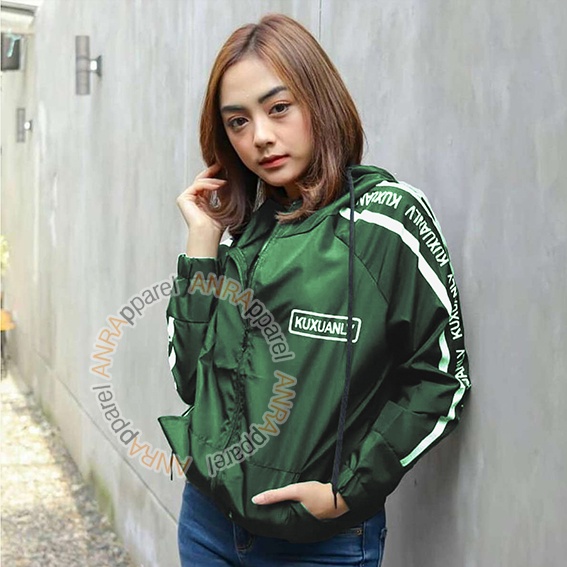 KUXU Jaket Kuxu Hoodie Resleting Wanita - Jaket Parasut Hoodie Zipper Wanita - Jaket Sporty Wanita