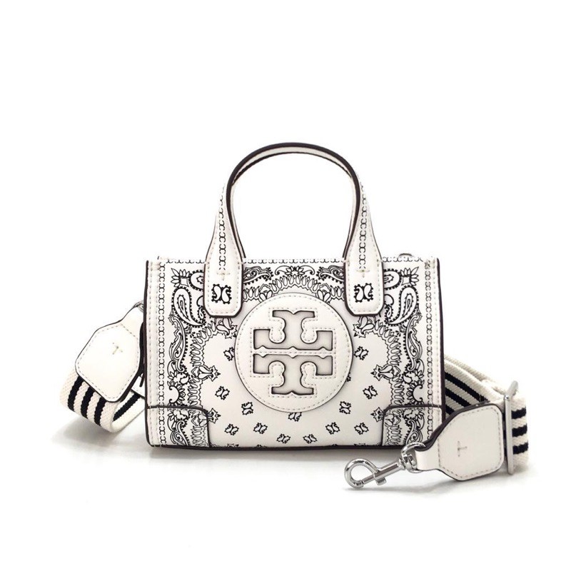 Tas Selempng Tory Burch Ella Printed Leather Micro Tote Bag