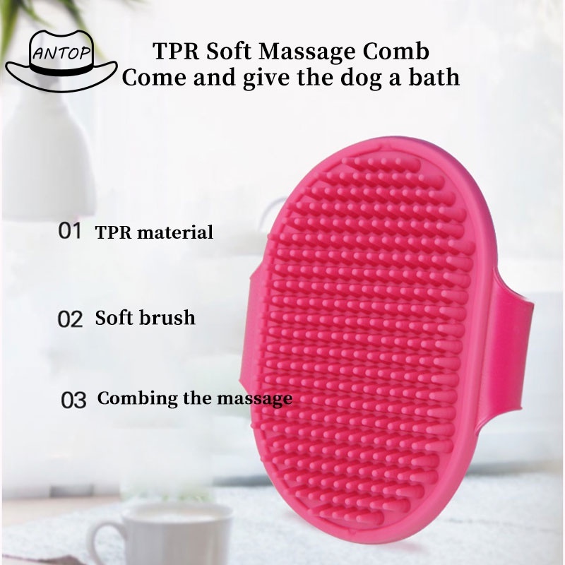 Sisi Bulu Hewan Anjing Kucing Pet Comb Brush Silicone for Bath Dog Cat ANTOP