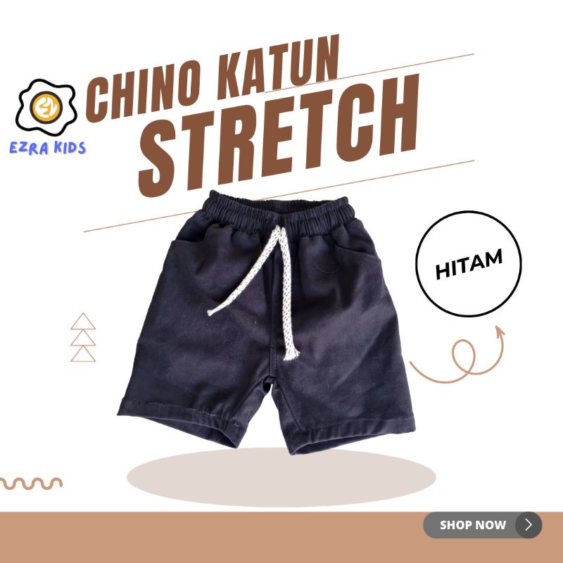 Ezra Kids Celana Chinos Pendek Anak 1-12 Tahun dengan Tali Serut Katun Twill Stretch Melar