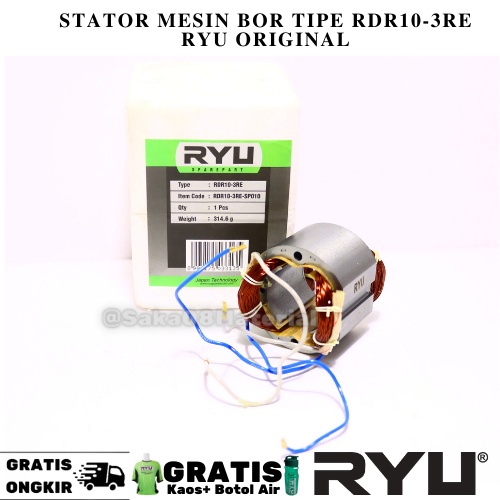 Ryu Stator Mesin Bor Tipe RDR10-3RE Original Terbaru Rumah Angker Mesin Bor 10 mm Stator Bor Tekiro_