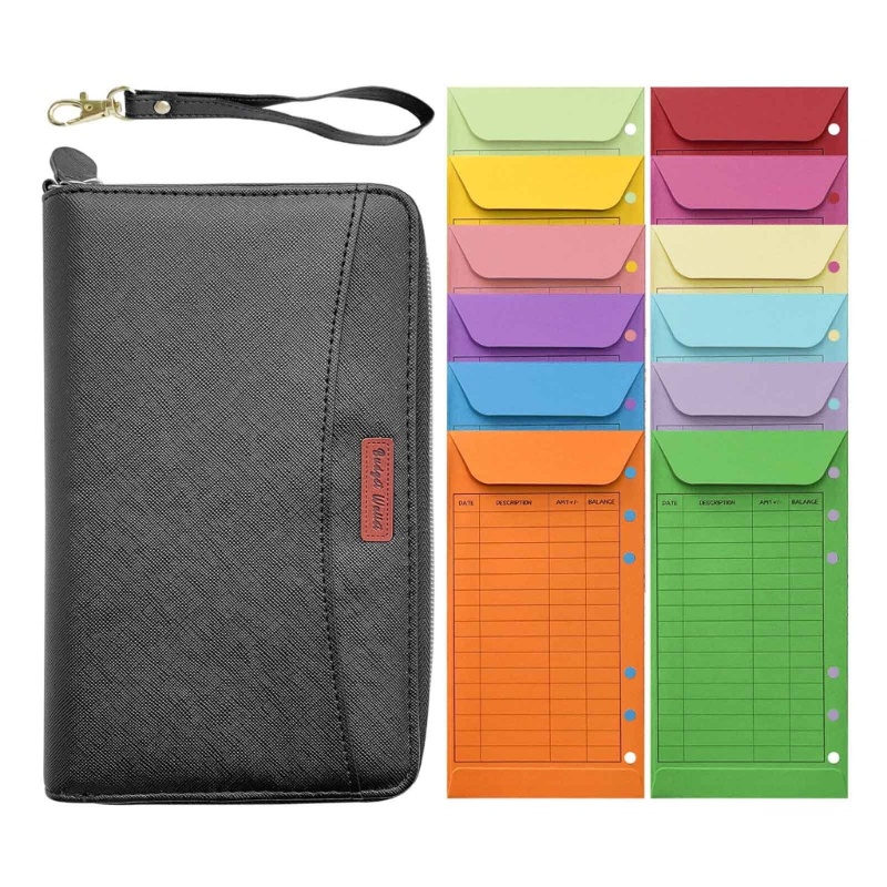 12 Pcs Dompet Budget Portabel Kapasitas Besar Bahan Kulit