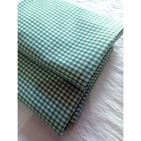 KAIN KATUN YANDED KOTAK KECIL HIJAU SEA GREEN (100-107 cm)