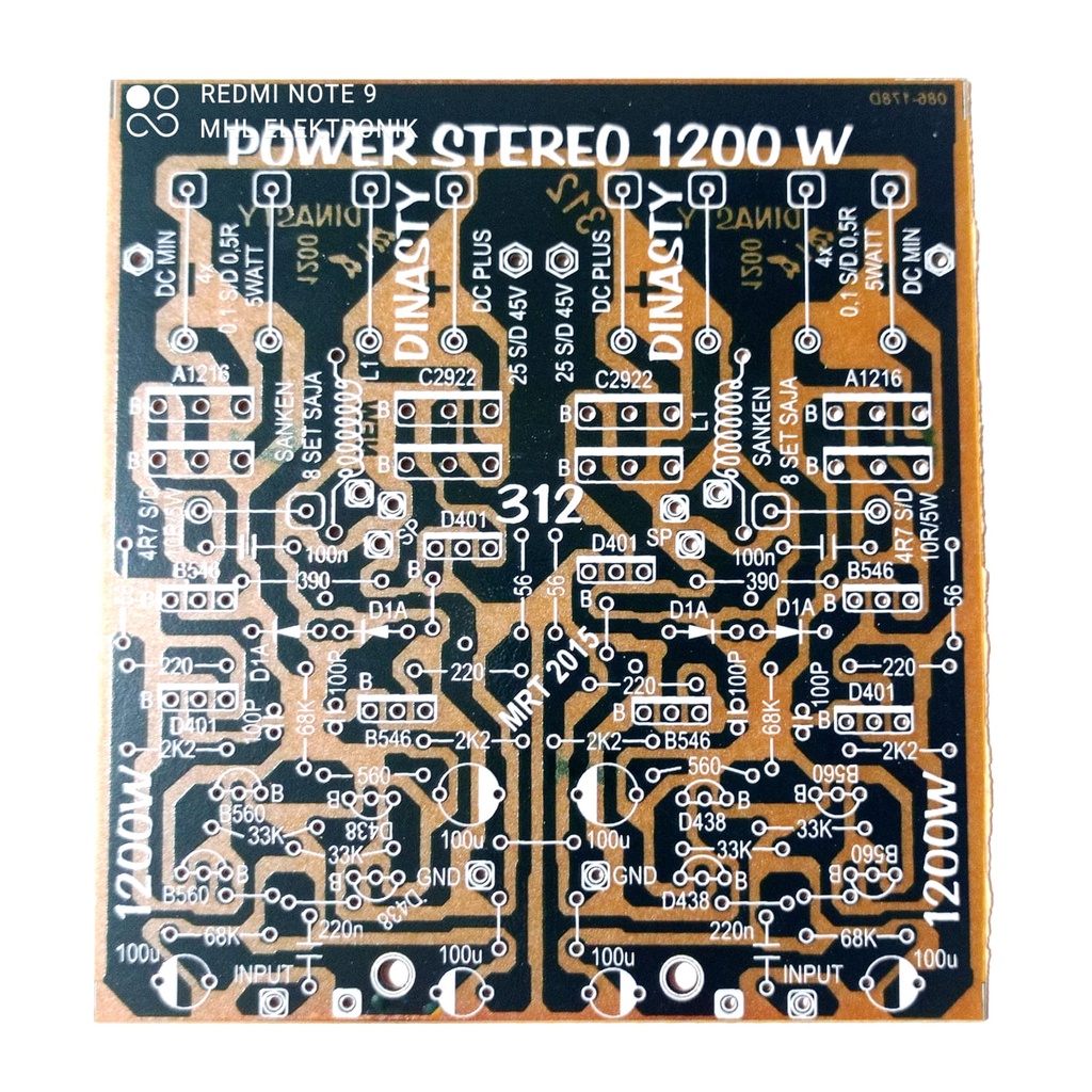 PCB Power Amplifier FLAT 1200 Watt Stereo 312 DINASTY