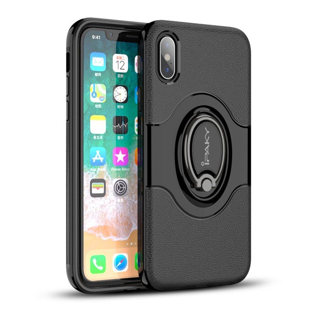 IPHONE X / IPHONE 10 IPAKY PC + TPU Hybrid Case with Ring Holder Stand