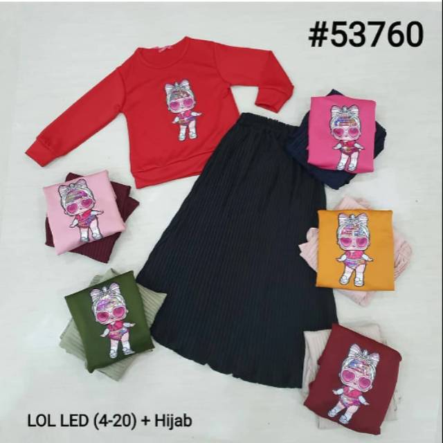 SETELAN LOL ROK PLISKET LAMPU LED ANAK IMPORT QUALITY