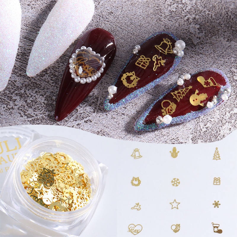 Zzz Hiasan Kuku 3D Bentuk Santa / Rusa / Snowman / Snowflake / Bulan / Bunga Bahan Alloy Untuk Nail Art