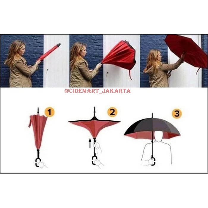 [ORIGINAL] PAYUNG TERBALIK REVERSE KAZBRELLA GAGANG C