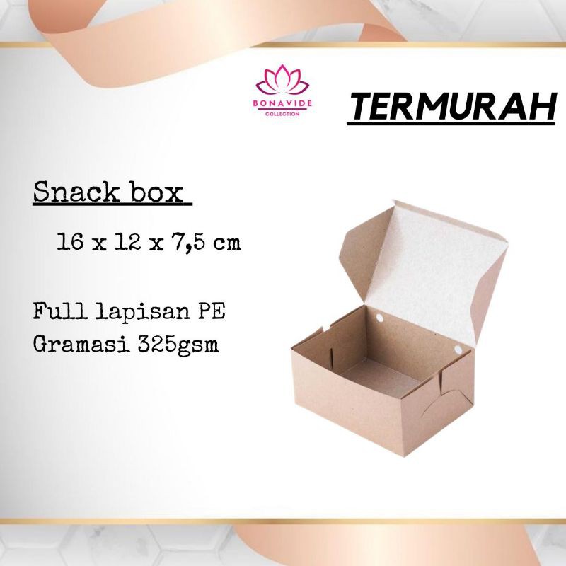 

SNACK BOX / DUS SNACK / KATERING / CATERING / PAPER LUNCH BOX KRAFT TEBAL 325 GSM