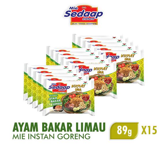 

Sedaap Mie Instan Ayam Bakar Limau 89 gr x 15 Free 3 pcs Sedaap Goreng