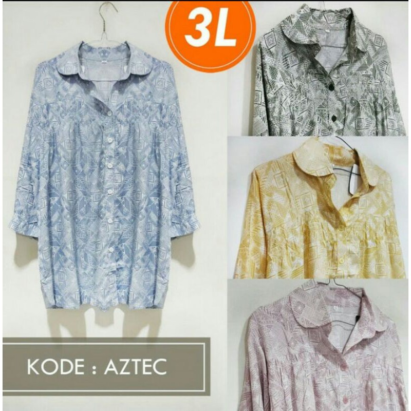 Baju Kemeja Wanita Big Size Aztec Ld 120
