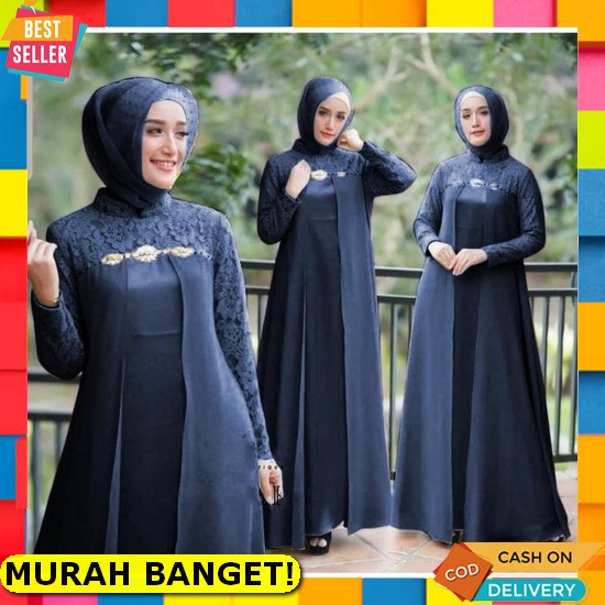 Set Gamis Syari Yumna By Denizer Cocok Remaja Bumil Busui Original Terbaru 2022 Murah Maxi Elena Nav