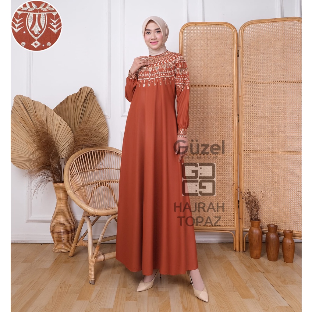 Gamis Hajrah Topaz//Dress Toyobo Bordir Muslim Wanita Moodern Mix Payed Swarowski Mewah Elegant//Gam