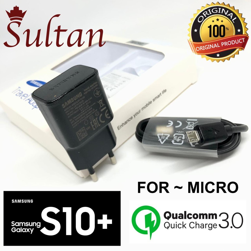 TRAVEL CHARGER samsung s10+ CASAN SAMSUNG S10 PLUS TYPE C &amp; MICRO fastcharge QC 3.0 original