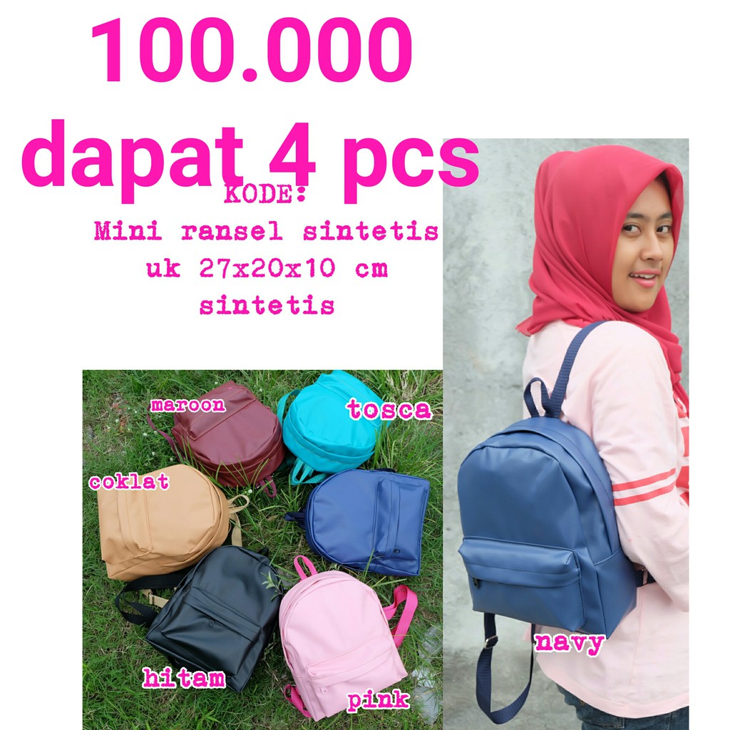 Mini Ransel Polos MR polos | ransel murah | tas punggung | tas sekolah ( COD BAYAR DITEMPAT )