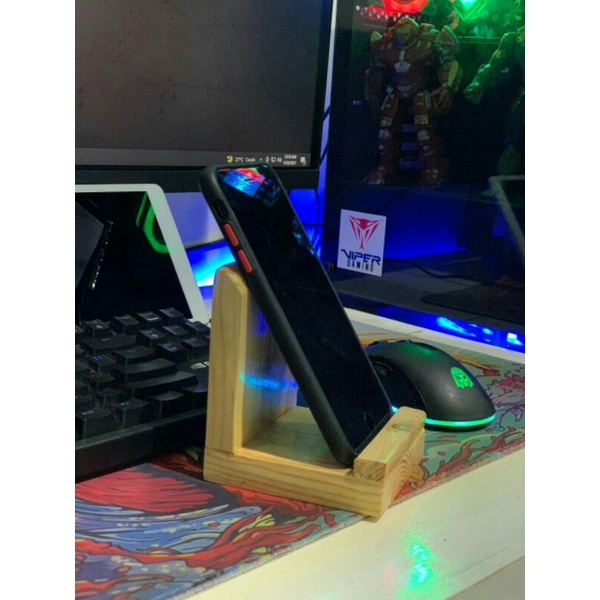 Phone Holder Tempat Dudukan HP Kayu Desktop HP