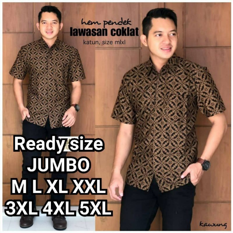 KEMEJA BATIK PRIA M L XL XXL XXL 3L 4L BAJU BATIK PRIA LENGAN PENDEK BATIK ATASAN PRIA KANTOR MODERN