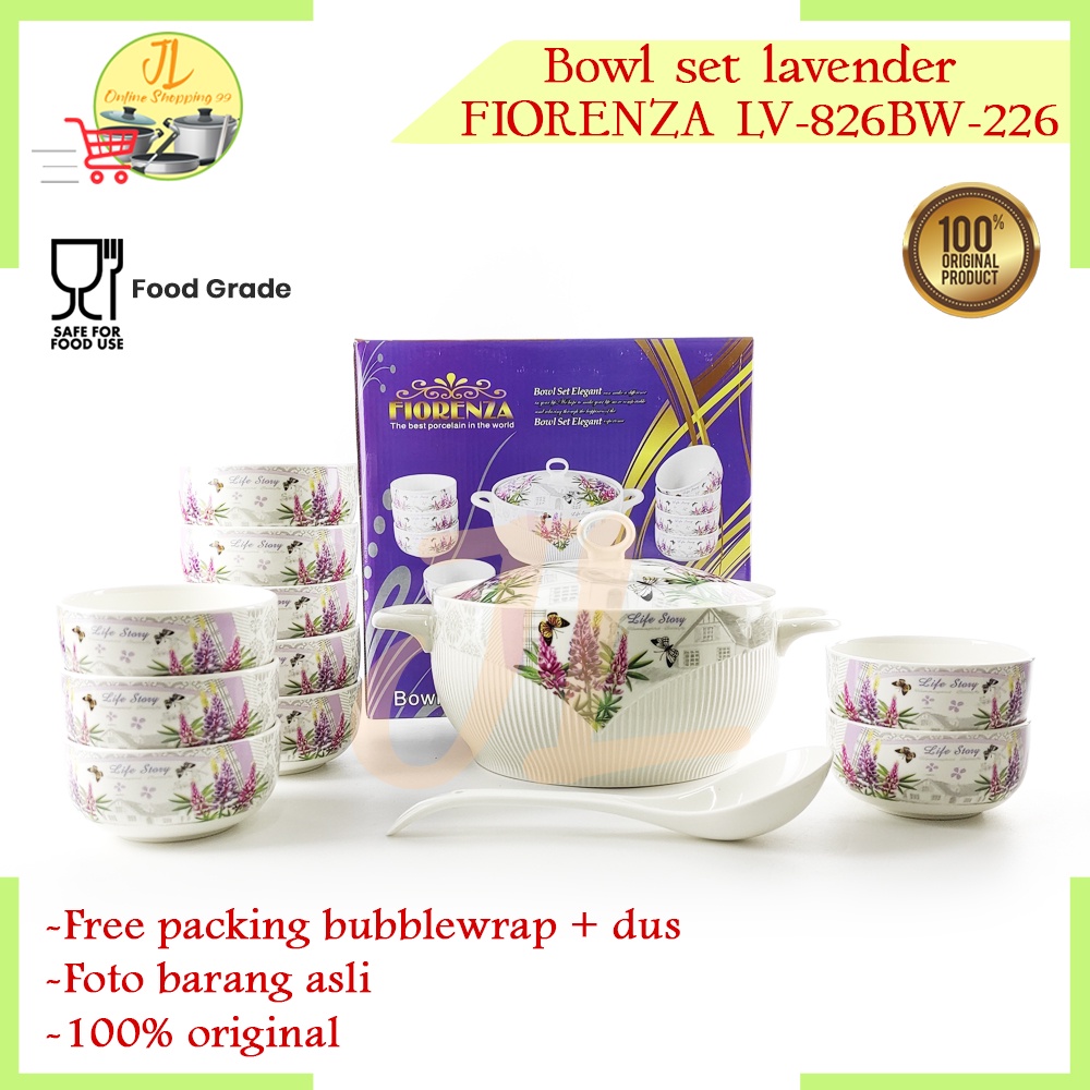 mangkok set keramik motif / bowl set Lavender LV-826BW-226-FIORENZA