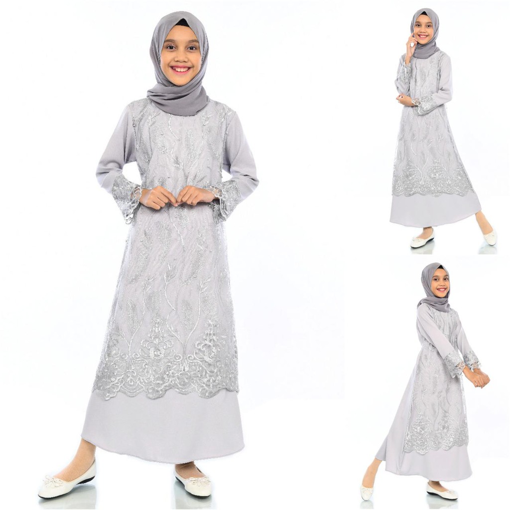 GAMIS SALIMA MAXI ANAK REMAJA 9-14TH SELMA DRESS MUSLIM ANAK TANGGUNG BRUKAT TILE BORDIR