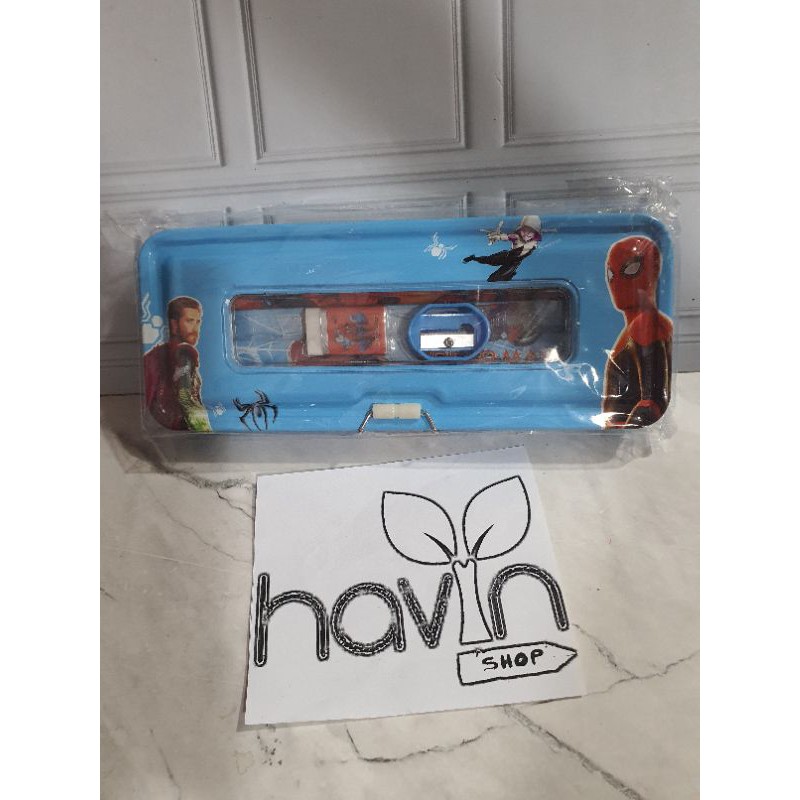 kotak pensil KALENG KLEP ada ISI/pencil case-SPIDERMAN