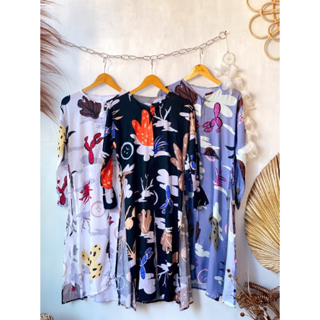 TROPICAL ATASAN MUSLIM TUNIK MOTIF FLORAL // TUNIK MUSLIM WANITA MOTIF BUNGA