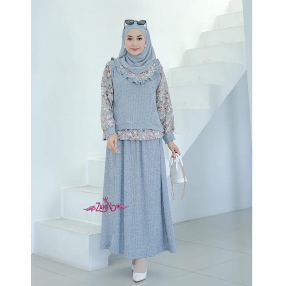 SERENA KNIT ORI ZAHIN DAN ALINDA ONE SET ROK ATASAN ORIGINAL BUSANA MUSLIM TERBARU OOTD FASHION MUSLIMAH