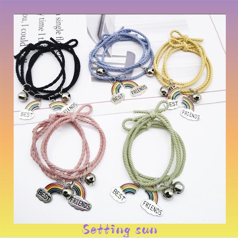 2 Pcs/set Adjustable Magnetic Braided Gelang Pasangan Gaya Etnis Cina TN