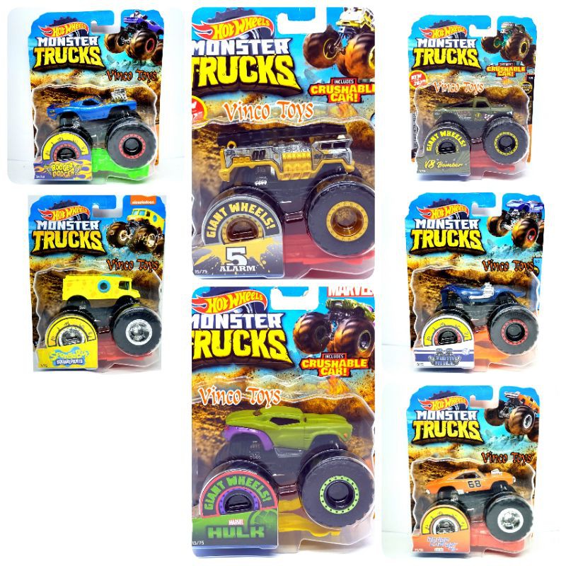 Hot wheels MONSTER TRUCKS mobil monster truk spongebob 5 alarm dodge charger hulk V8 bomber truk