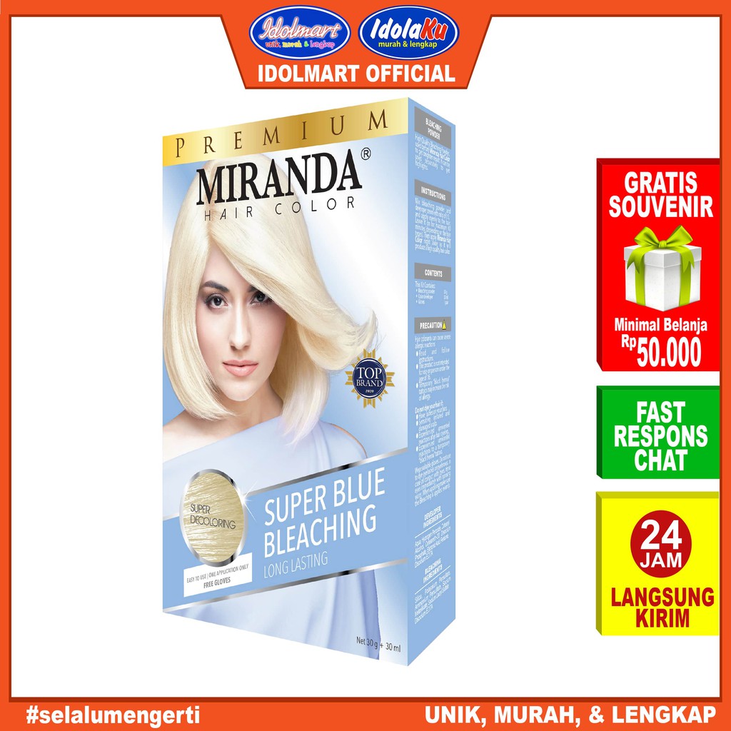 IDOLAKU Miranda Hair Color (Cat Rambut Permanen) Pastel Series MCP3 SUPER BLUE BLEACING 30ml