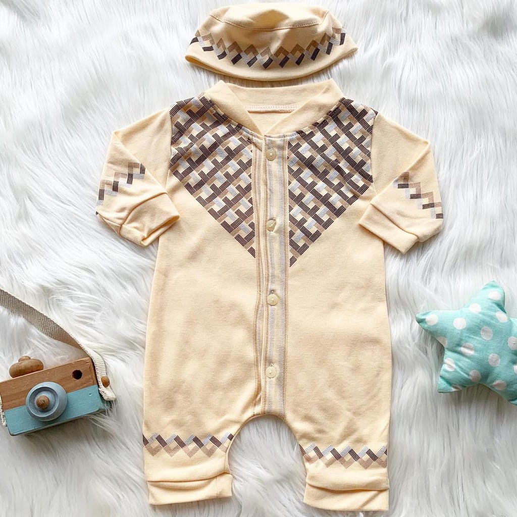Baju koko anak bayi umur 0 sampai 6 bulan jumper-krem