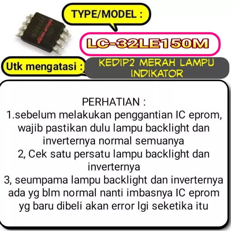 IC eprom memory tv LED Sharp LC-32LE150M