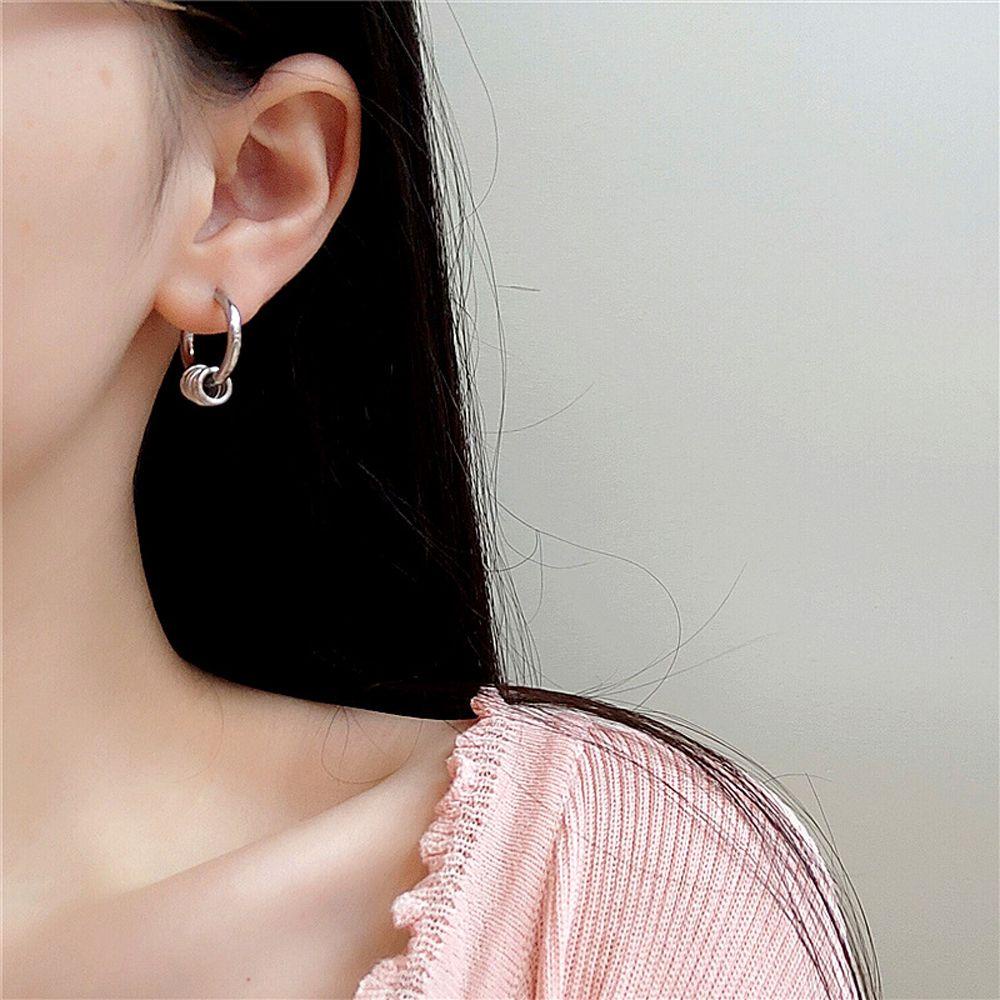Mxbeauty Anting Hoop Wanita Punk Vintage Hiphop Stainless Steel Bulat Untuk Pria Stud Earrings