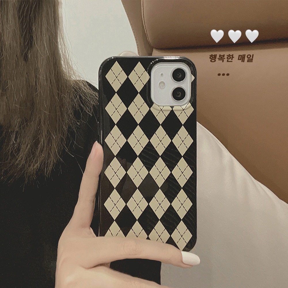 IPHONE Casing Ponsel Motif Kotak Hitam Putih Gaya Vintage Untuk Iphone7 8 PLUS X XR Xs11 12 13 14 MINI PRO MAX SE 2020