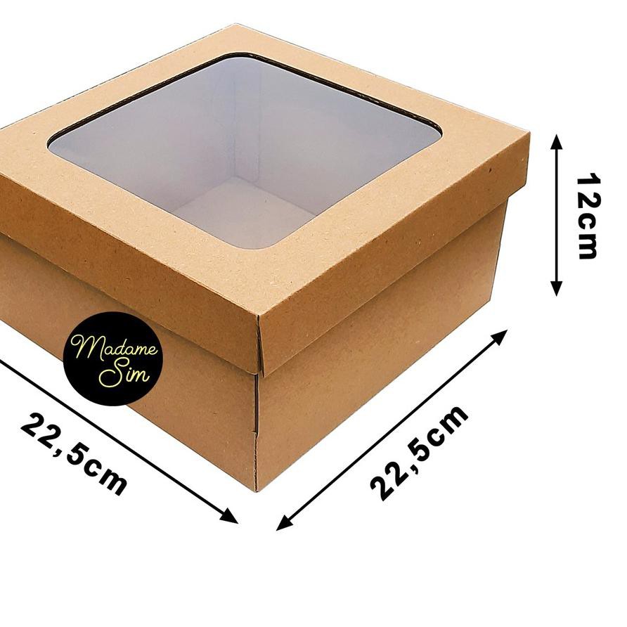 

DF3★ KOTAK KUE - CAKE BOX 22 x 22 x 12 CM - COKLAT + JENDELA (ISI 10 PCS) Trend