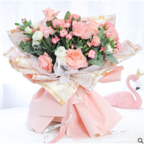 Flower Wrapping / Paper Cellophane Waterproof Hand Buket (ECER) Kertas Kado 6057