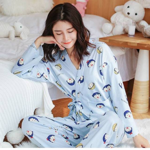  Baju  tidur wanita  set kimono PP import  kaos  tebal all 