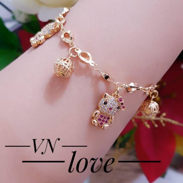 Gelang kitty xuping lapis emas 18k