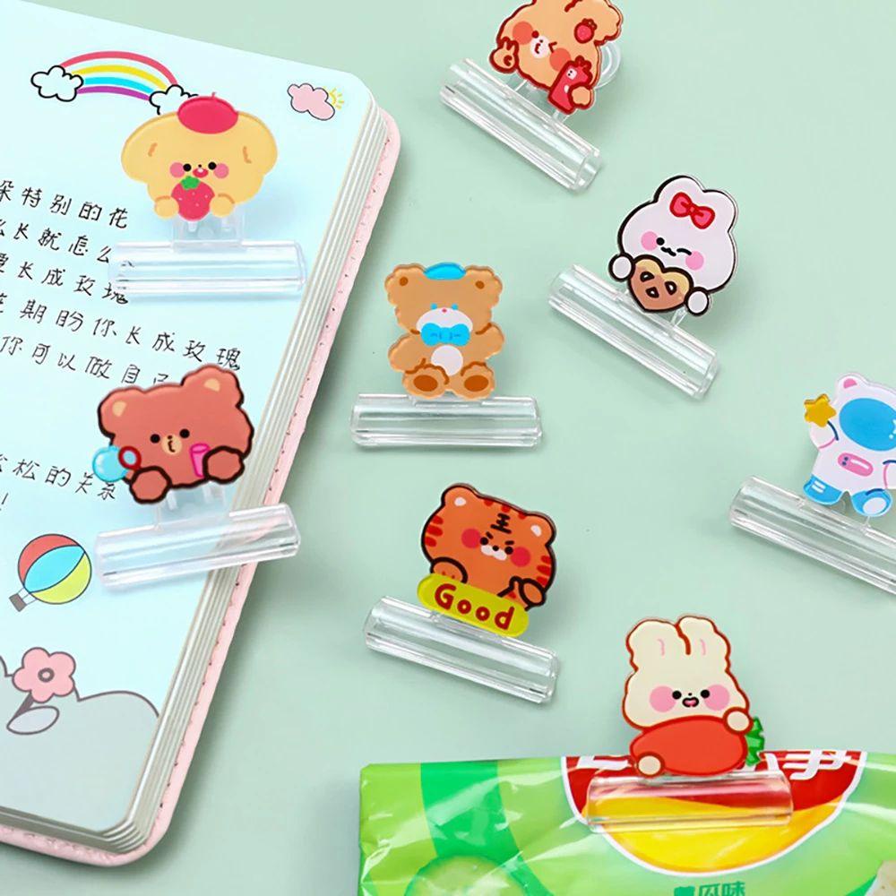 [Elegan] Klip Transparan Hias Bookmark Akrilik Alat Tulis Sekolah Surat Pengikat Perlengkapan Kantor Desktop Organizer Cemilan Sealing Clip