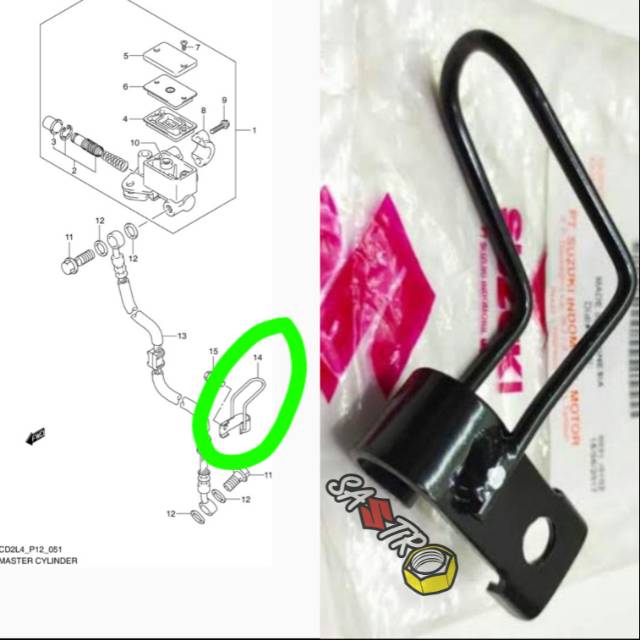 Braket bracket clamp clemp selang rem depan suzuki satria fu ori