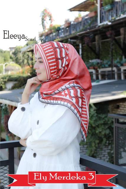 HIJAB SEGIEMPAT MERAH PUTIH II Eleeya Scarf