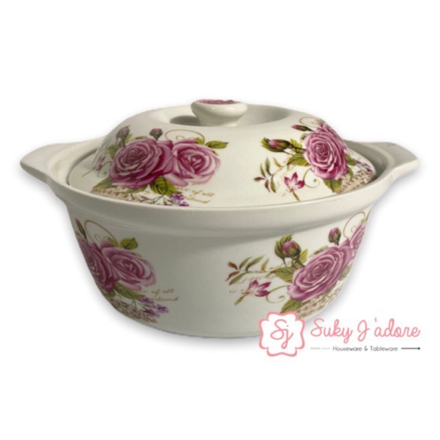 [MONALISA] BASI PRASMANAN BULAT KERAMIK 7" BUNGA PINK503