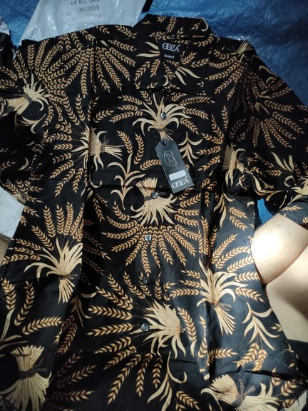 Odza Baju Atasan Kemeja Batik Pria Modern Slim Fit Solo Lengan Panjang Didikia