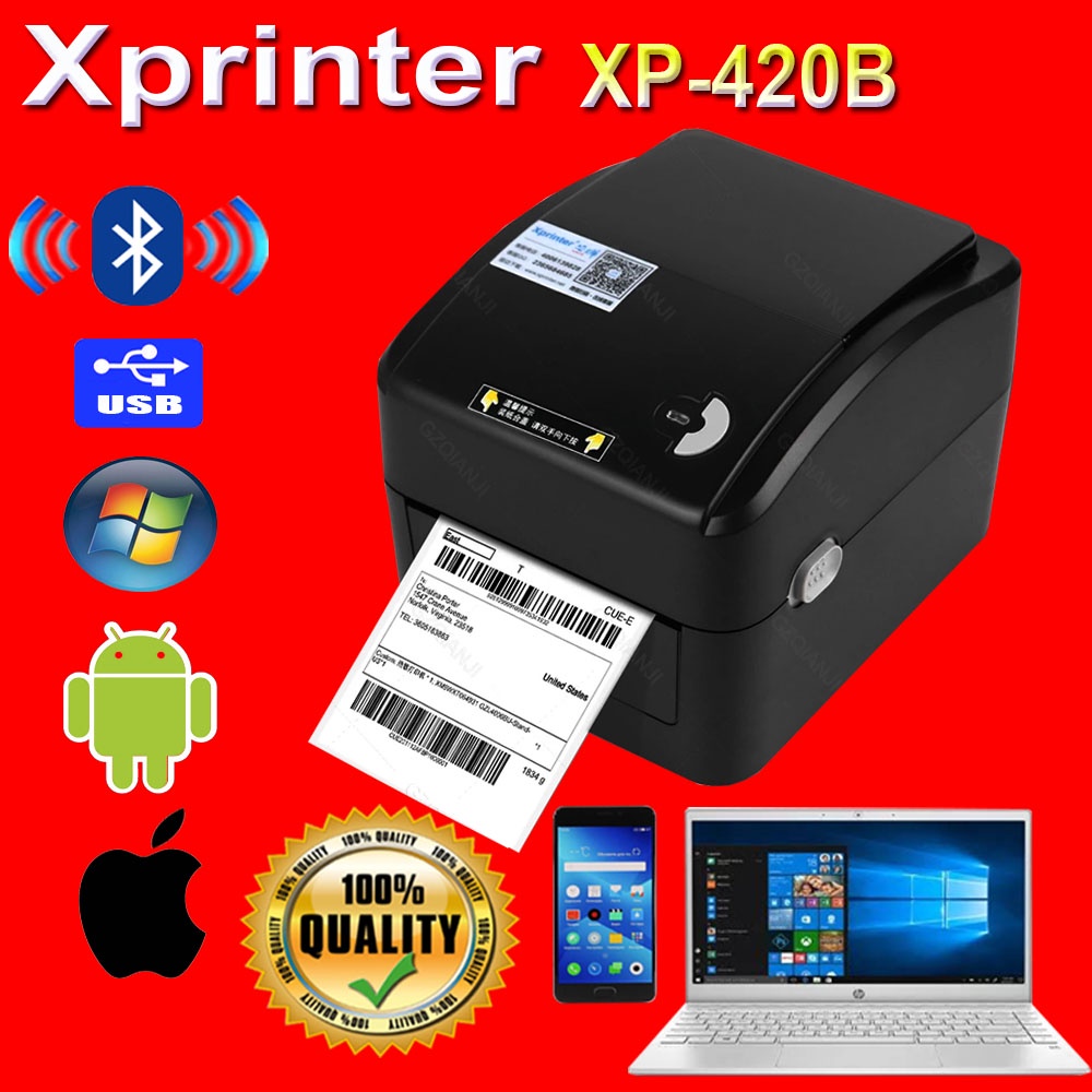 PRINTER BLUETOOTH XPRINTER THERMAL XP-420B PRINTER TERMAL XPRINTER XP-420B XP 420B LABEL BARCODE PRINTER RESI CETAK TANPA TINTA XP-420B PRINTER RESI