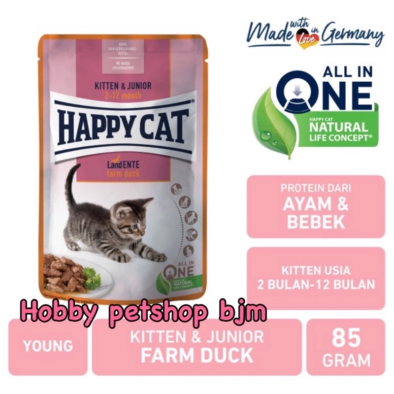 Happy cat Kitten pouch perSACHET 85gr - makanan basah anak kucing kiten junior