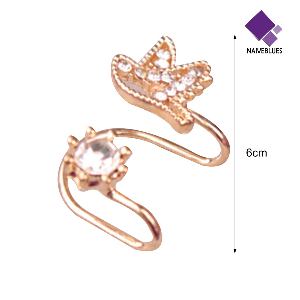 1pc Anting Klip Bentuk Brid Bahan Alloy Aksen Berlian Imitasi Untuk Wanita